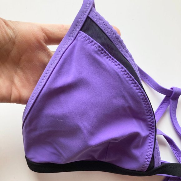 LULULEMON Beach Break Power Purple Black Halter Tie Triangle Bikini Top - Picture 3 of 12